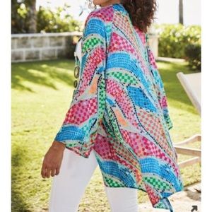Soft Surroundings Marvelous Mosaic Kimono Top Blouse Size Petite S/M Artist